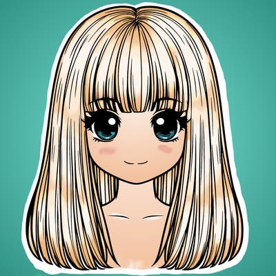 straight hair with bangs realistic