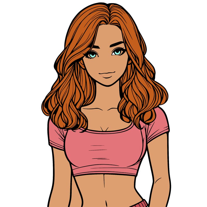 realistic girl in crop top