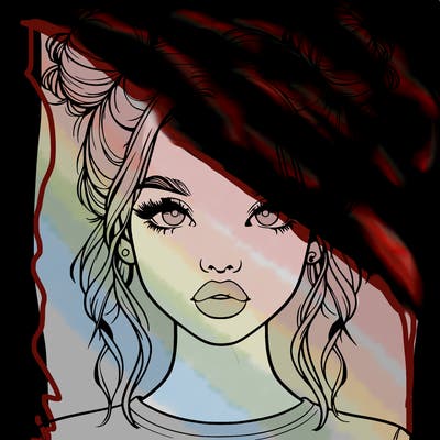 realistic girl with two buns in hair and lips