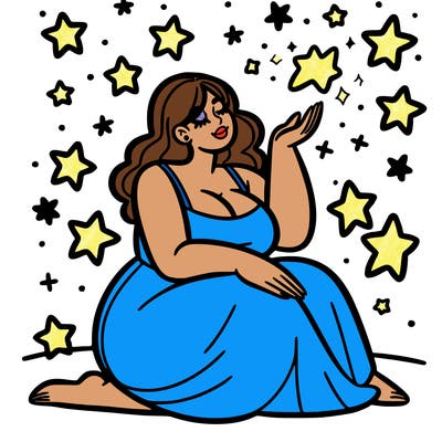 plus size woman looking at stars