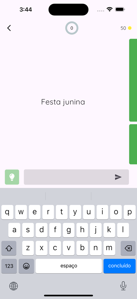 Ôkié - Una captura de pantalla del juego de trivia de consenso social Okie que muestra una pregunta y un teclado de móvil