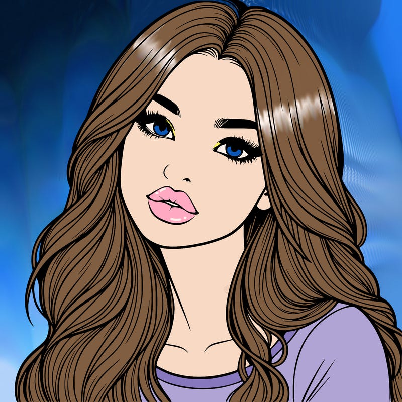 realistic girl with hair on her hair and lips