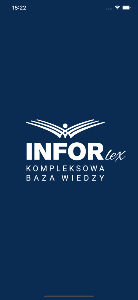 Écran d'accueil de l'application AKTY PRAWNE avec le logo INFORlex et du texte polonais