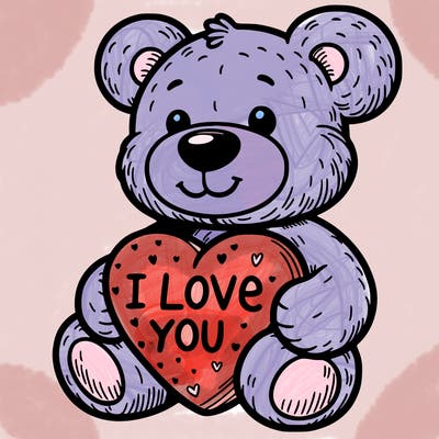 teddy bear holding an i love you heart