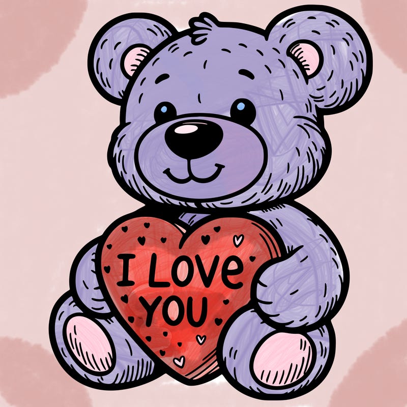 teddy bear holding an i love you heart