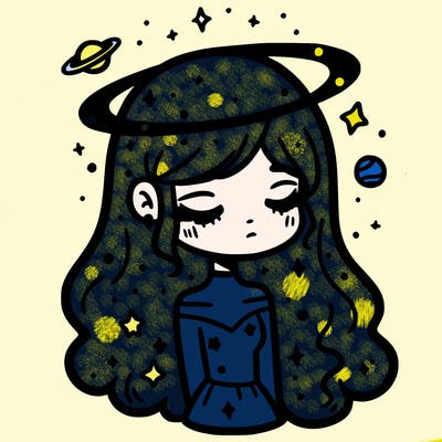 galaxy girl with a galaxy halo