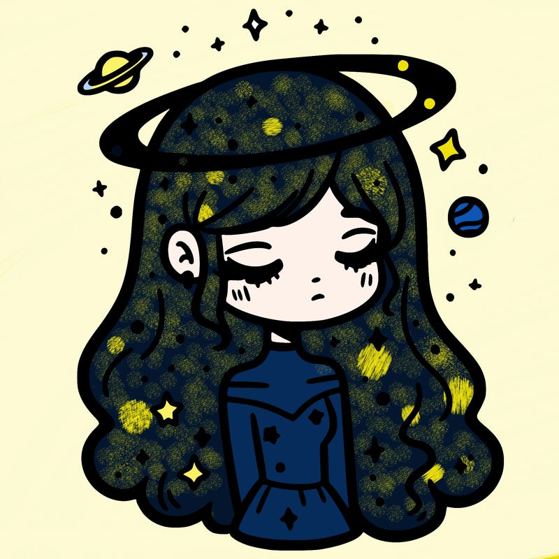 galaxy girl with a galaxy halo