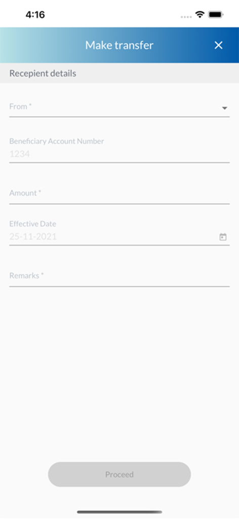 MCB Sri Lanka Mobile Banking - MCBスリランカ モバイルバンキングアプリの送金画面（受取人詳細と金額フィールドを表示）