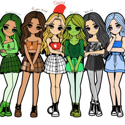 a group of girls realistic