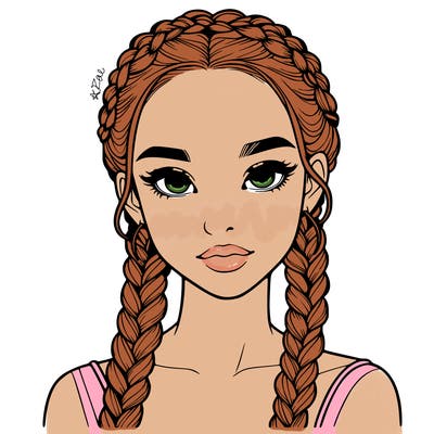 realistic girl with braids