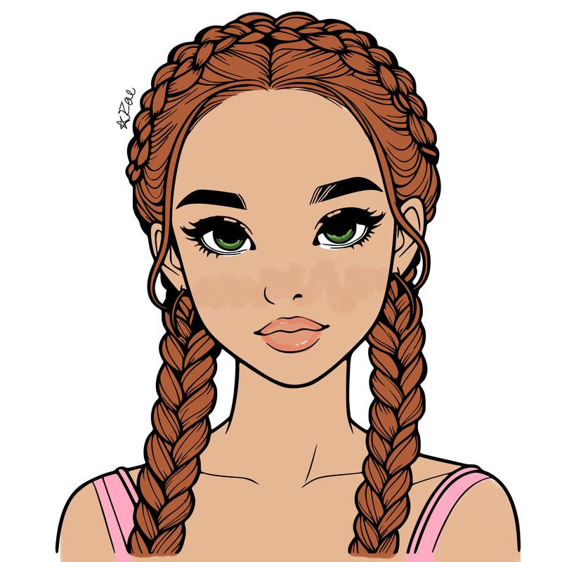 realistic girl with braids
