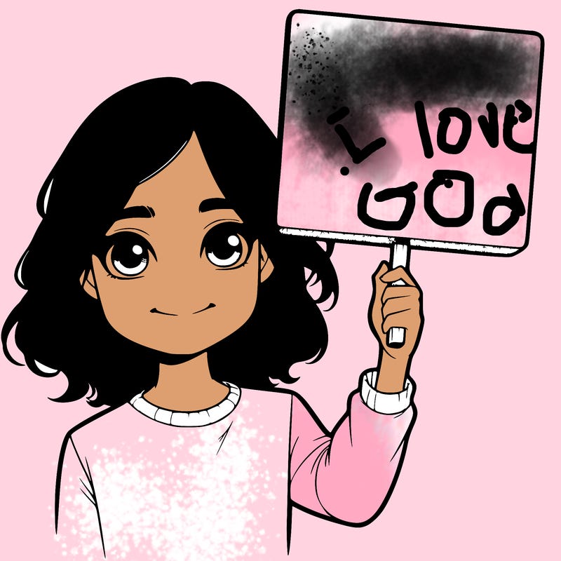 realistic girl holding up a sign