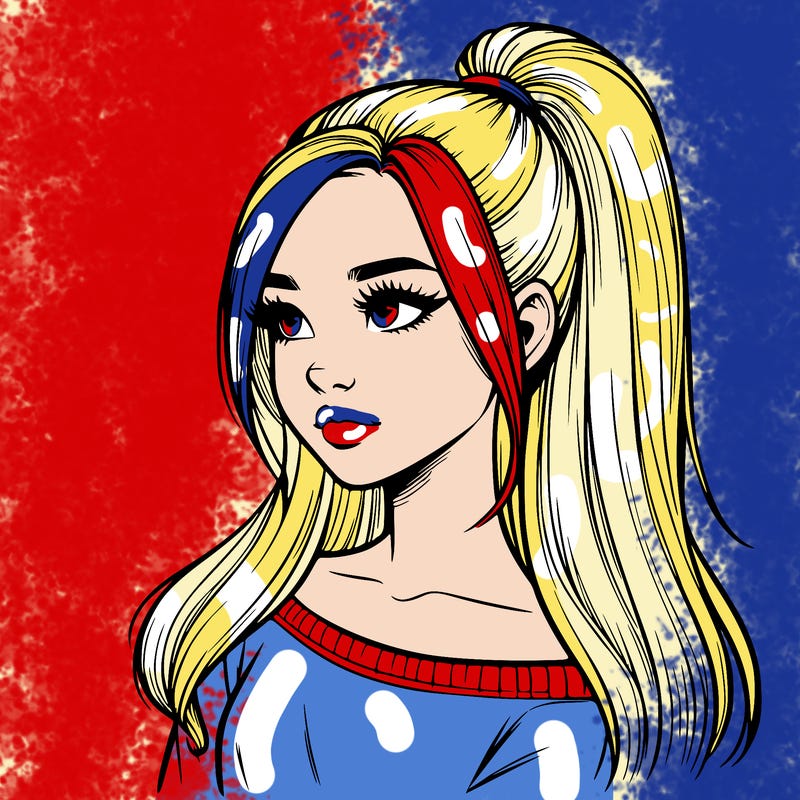 realistic girl with a high ponytail