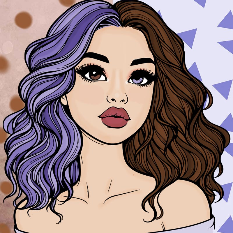 realistic girl with wavy hair and lips