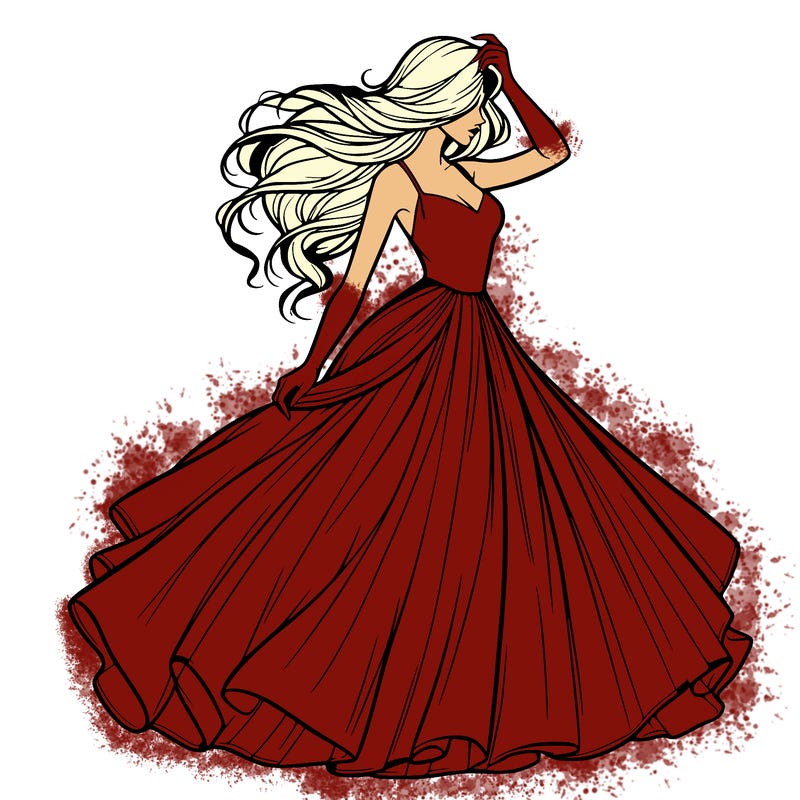 realistic woman with dress flowing in the wind