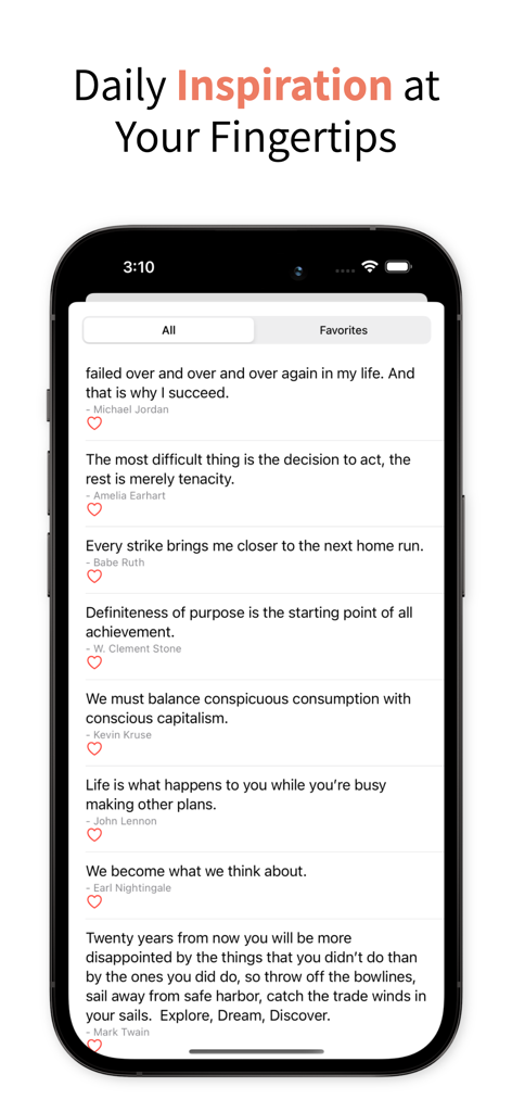 My Journal: Daily Mood Diary - Smartphone screen displaying a collection of daily motivational quotes within the My Journal app.