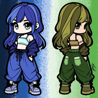 girl in crop top and baggy pants