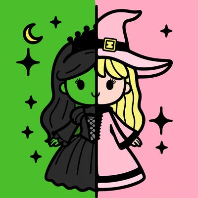 split princess and witch