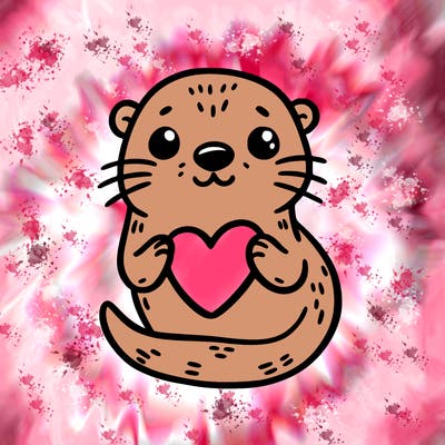otter with a heart