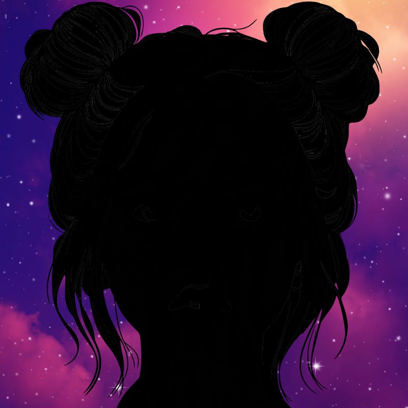 realistic girl with two buns on her hair and lips