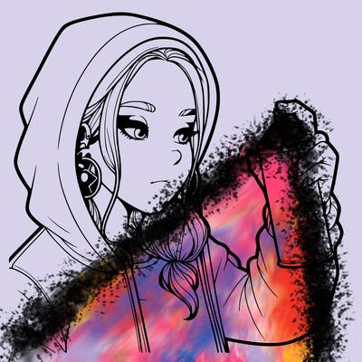 a realistic girl, spray painting