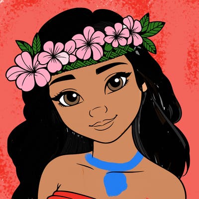 a realistic hawaiian girl with a head band of flowers on her head