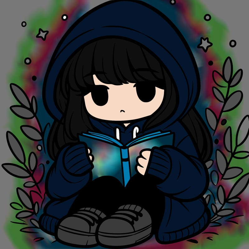 girl in oversized hoodie reading a book