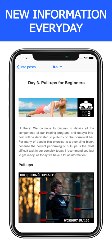 SOTKA app screen showing a daily educational post about pull ups for beginners
