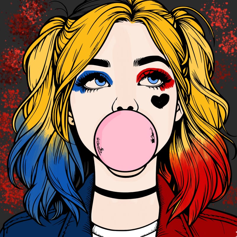 realististic girl blowing bubble -gum