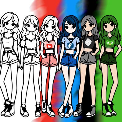 a group of girls wearing crop tops and shorts