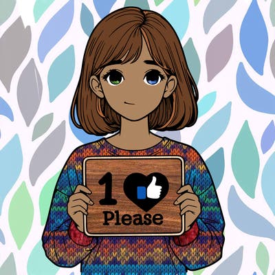 realistic girl holding a sign that says 1 like please
