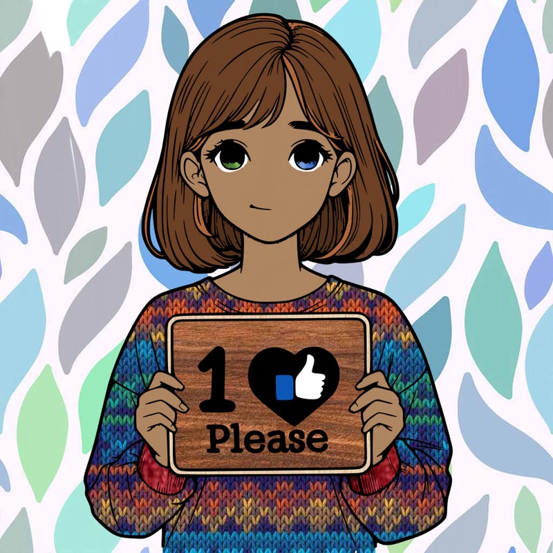 realistic girl holding a sign that says 1 like please