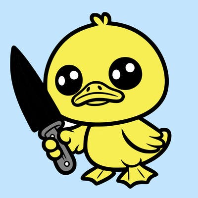 cute duck with knife