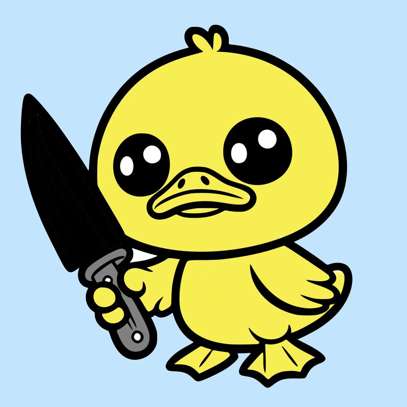 cute duck with knife