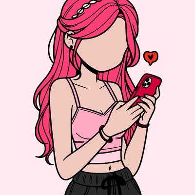 girl with crop top texting on her phone