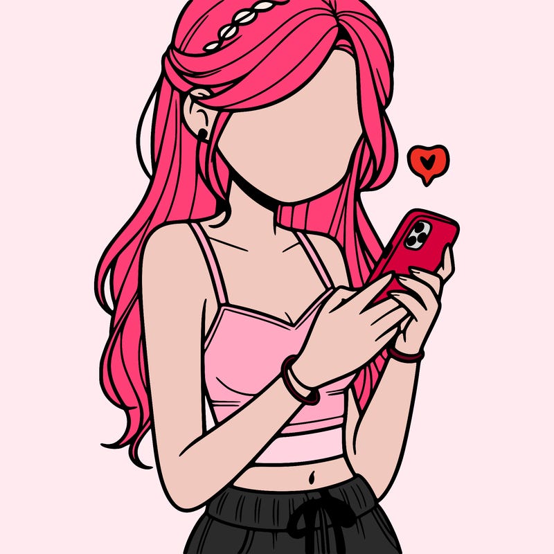 girl with crop top texting on her phone