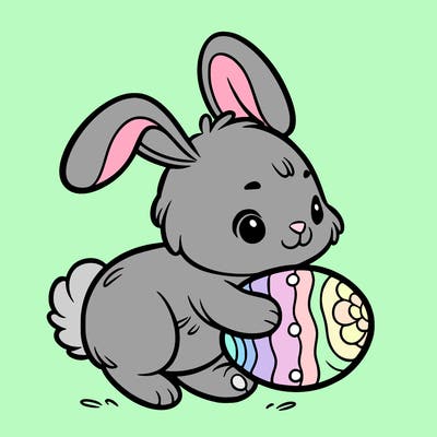 rabbit carrying an easter egg