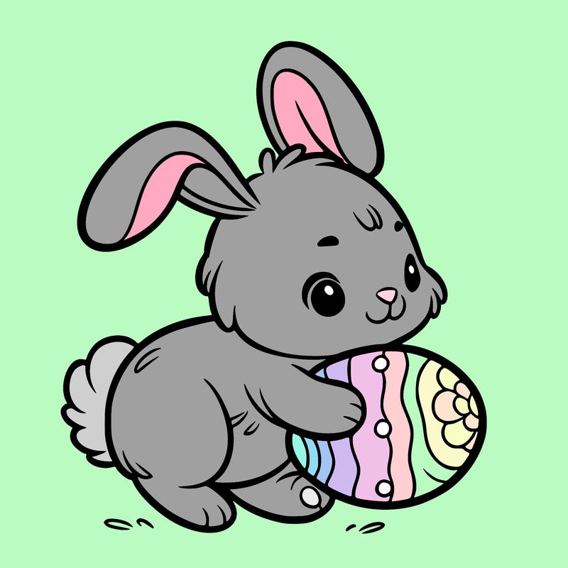 rabbit carrying an easter egg