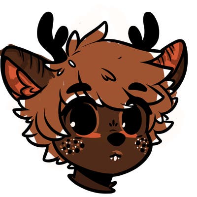a humanoid deer with soft fluffy ears