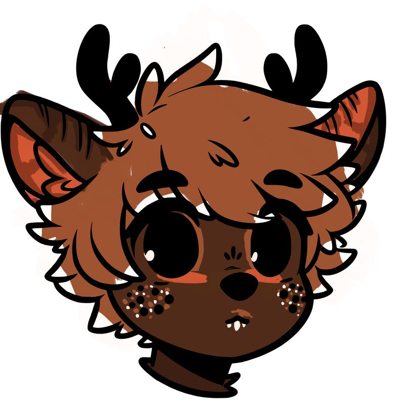 a humanoid deer with soft fluffy ears