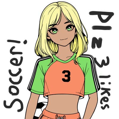 realistic girl wearing soccer jersey