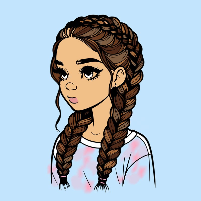 realistic girl with braids