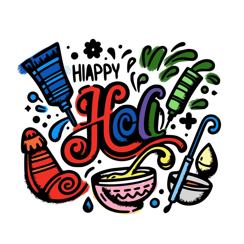 happy holi calligraphy