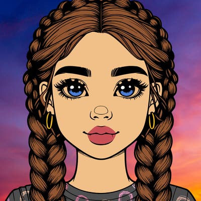 realistic girl with braids