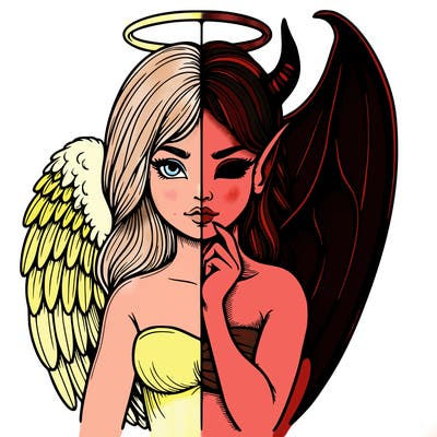 realistic angel half demon