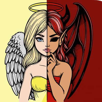 realistic angel half demon