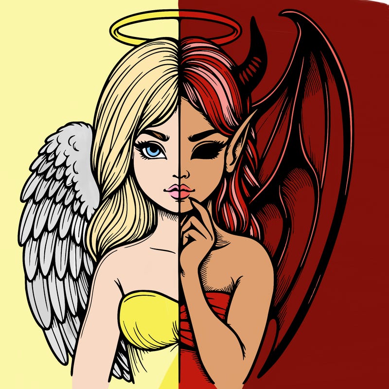 realistic angel half demon