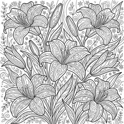 Unwind with this captivating daylily coloring page, thoughtfully designed for seniors to enjoy. Its large print and bold outlines make it easy to color, while intricate details provide a delightful challenge for creative expression.
