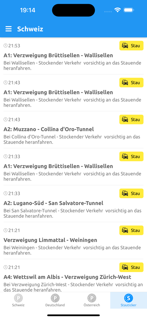 Polizeiticker - Verkehrsberichte der Polizeiticker-App für die Schweiz mit Echtzeit-Verkehrsaktualisierungen und Stauwarnungen.