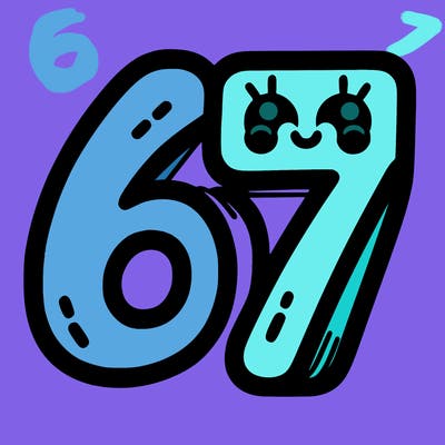 the numbers 67